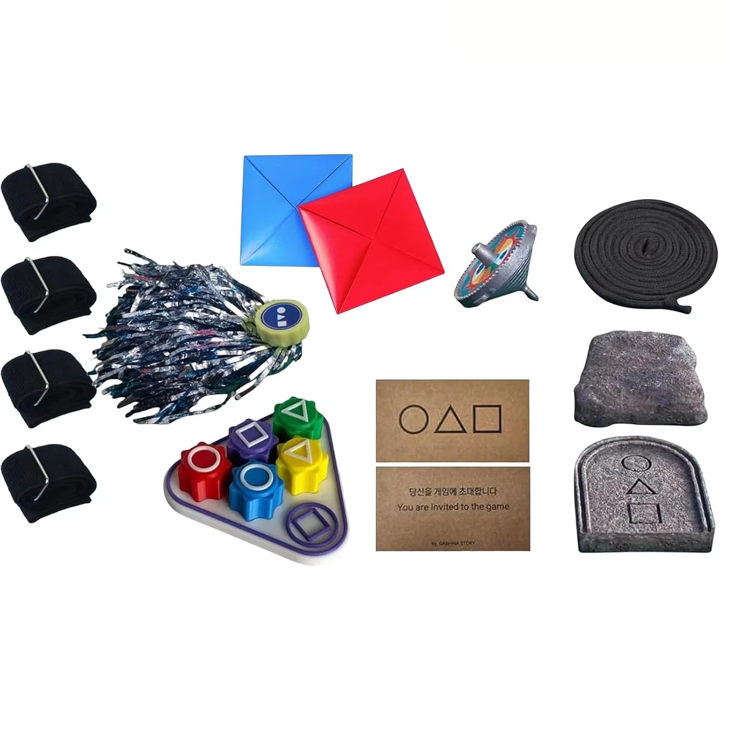 Korean Folk Game Set Square Circle Triangle Printed 5 Dice Set Calamari Game Stone Catching Squid Game Toys Party Props 2025