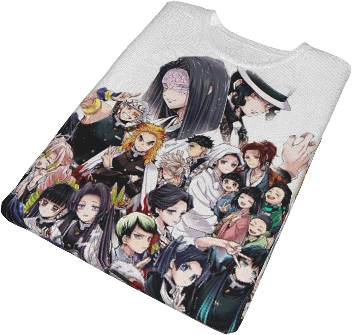 Men Anime White Demon Slayer All Crew T-Shirt 4Xl,Inosuke Nezuko Zenitsu Tanjirou Tomioka Giyuu T-Shirt 3D Print Cartoon T-Shirt Short Sleeve for Teen Young Women