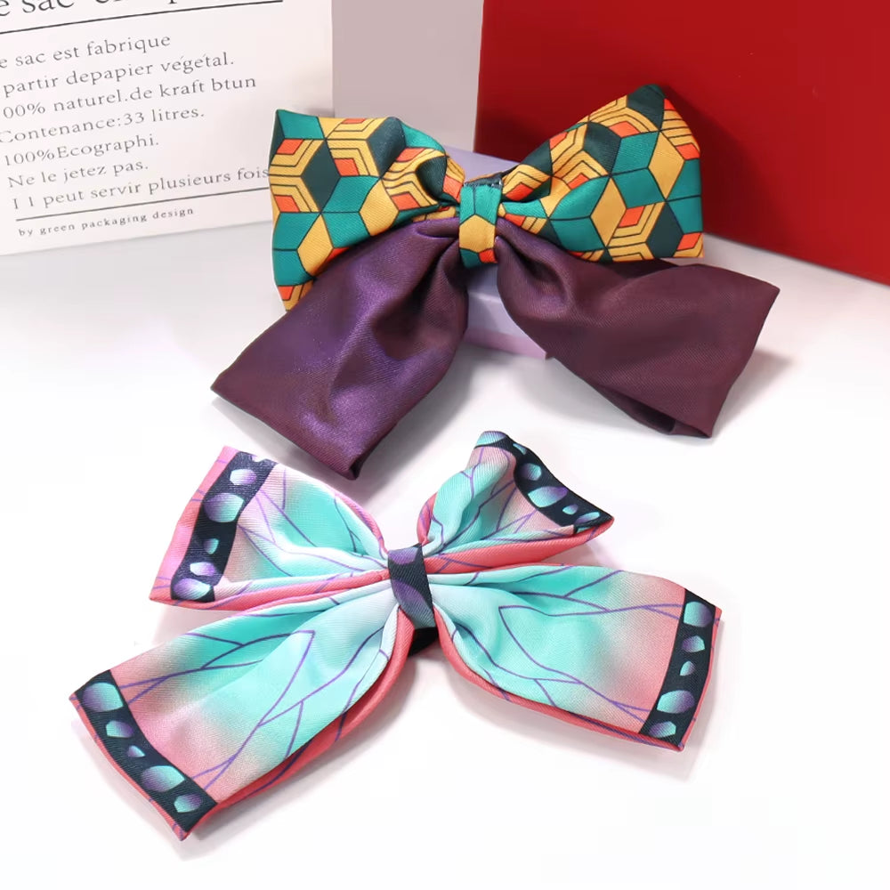 Anime Cosplay Bowknot Hair Ring Nezuko Zenitsu Tanjirou Inosuke Kawaii Fans Collection Hair Accessories