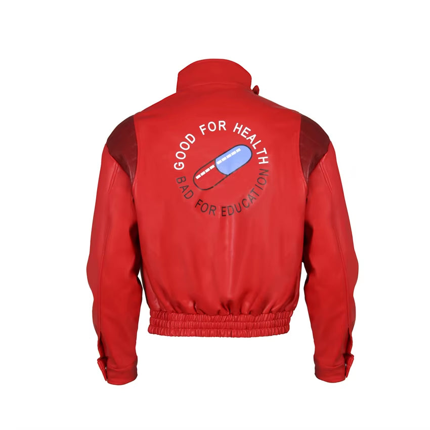 Akira Kaneda Jacket Cosplay Red Men Coat Capsule Pill Printed Bomber Motorcycle Rider PU Leather Costume Anime Cloth