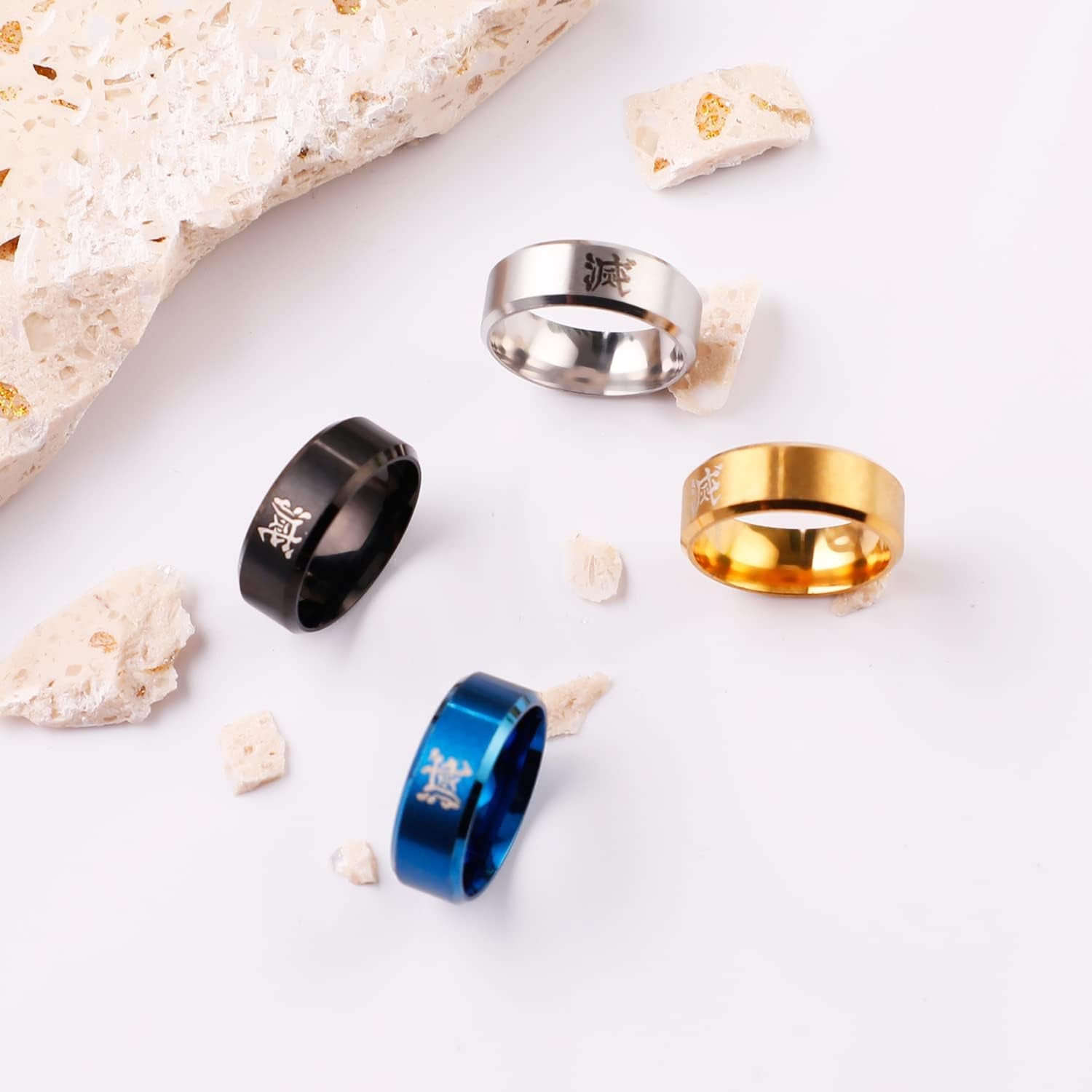 4 Pcs Demon Slayer Rings Set Anime Rings Demon Slayer Cosplay Jewelry (10)
