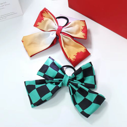 Anime Cosplay Bowknot Hair Ring Nezuko Zenitsu Tanjirou Inosuke Kawaii Fans Collection Hair Accessories