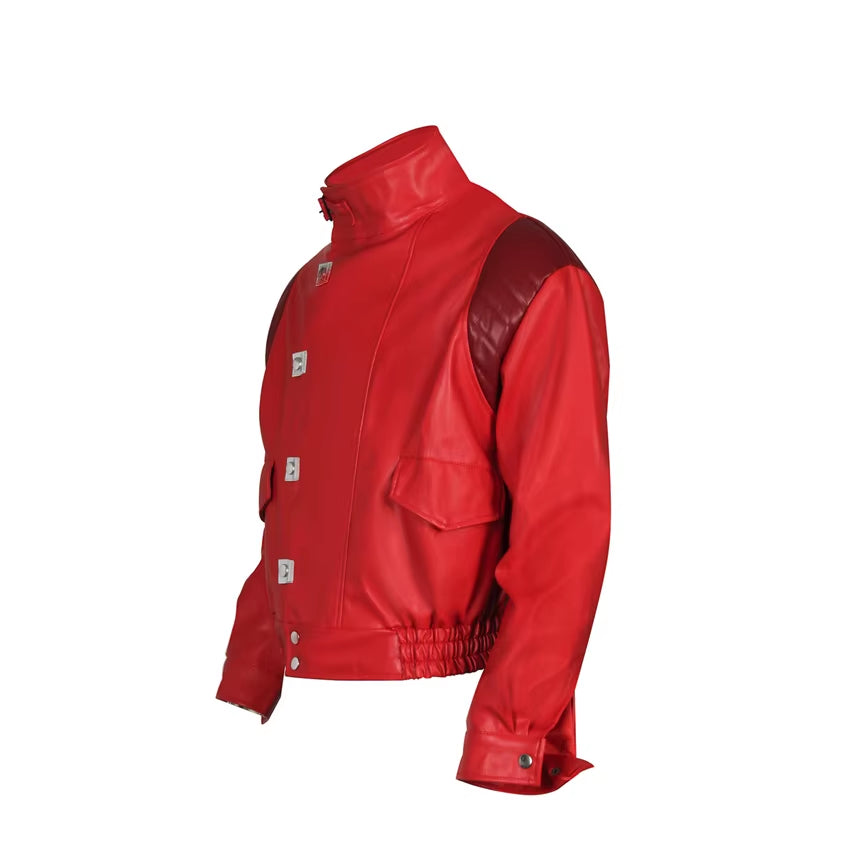 Akira Kaneda Jacket Cosplay Red Men Coat Capsule Pill Printed Bomber Motorcycle Rider PU Leather Costume Anime Cloth