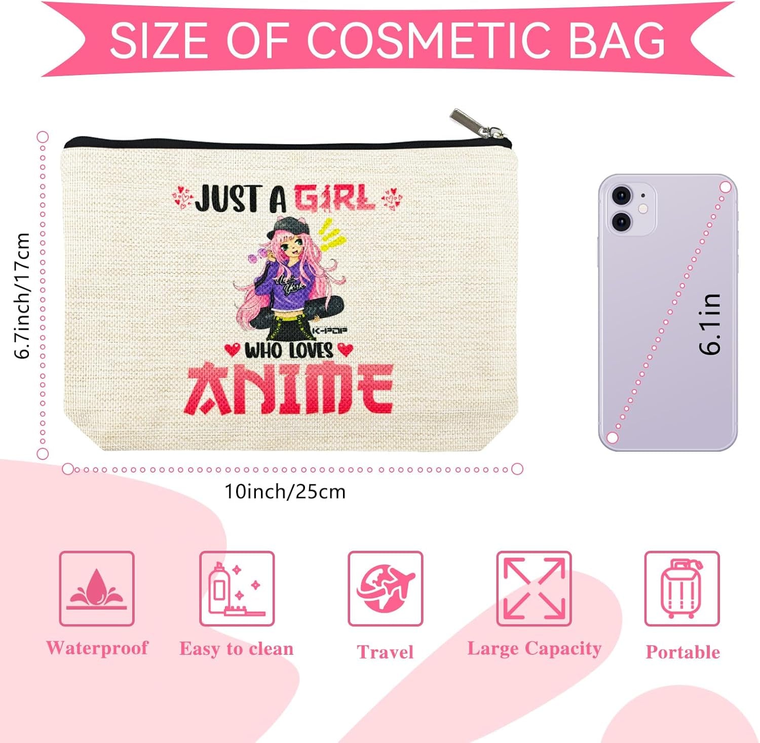 Anime Gifts for Women & Girls - Birthday Decorations, Merch Makeup Bags, Party Favors & Travel Cosmetic Pouches