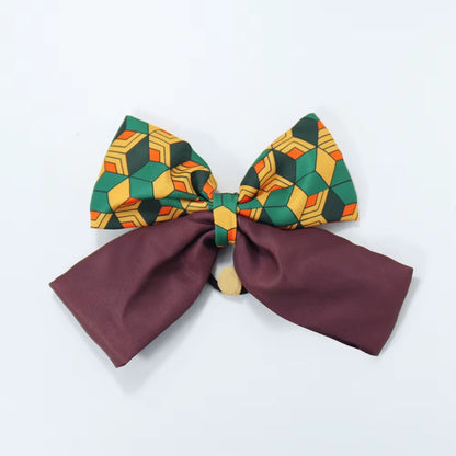 Anime Cosplay Bowknot Hair Ring Nezuko Zenitsu Tanjirou Inosuke Kawaii Fans Collection Hair Accessories
