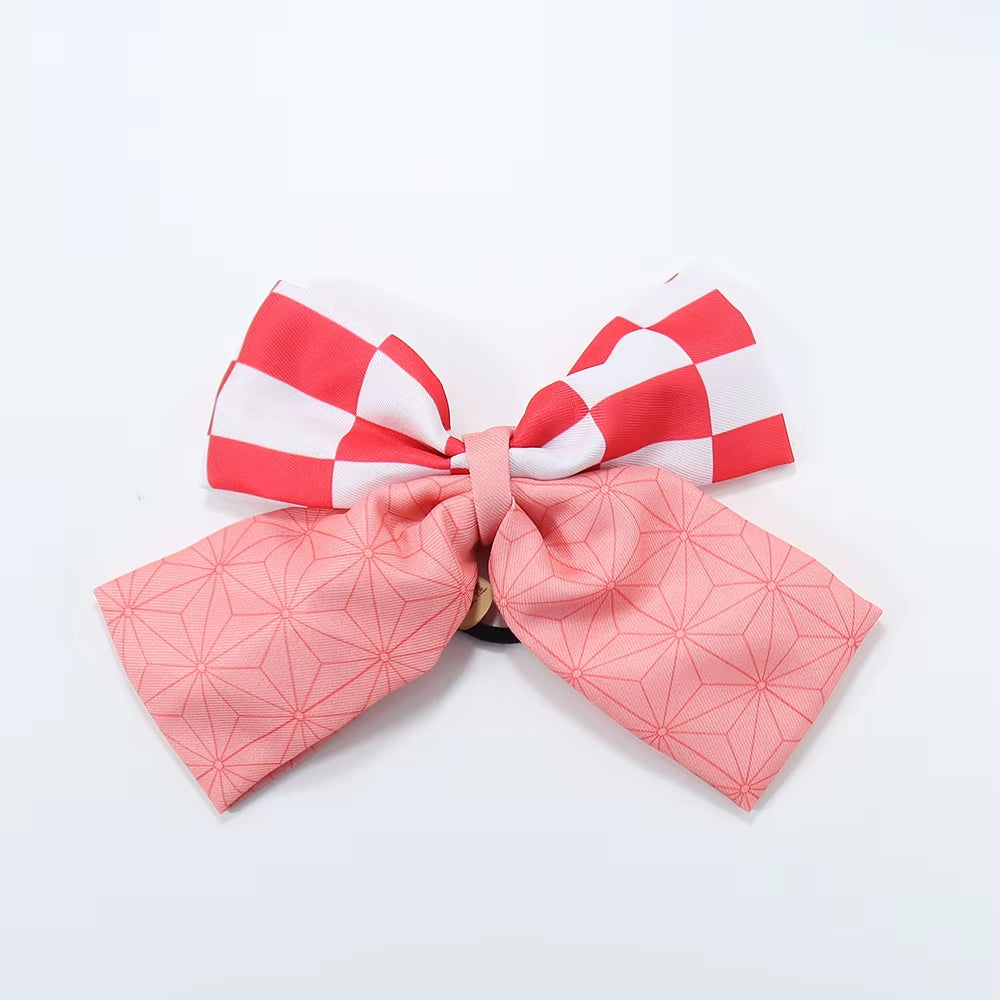 Anime Cosplay Bowknot Hair Ring Nezuko Zenitsu Tanjirou Inosuke Kawaii Fans Collection Hair Accessories