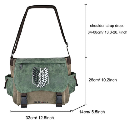 Anime Attack on Titan Messenger Bag Crossbody Bag Survey Corps Canvas Shoulder Bag
